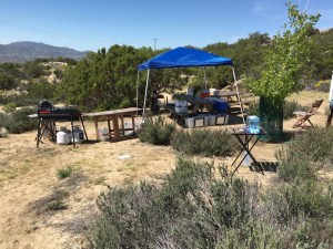 set up small tent over main picnic table